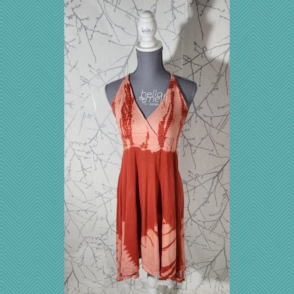 Guru Orange Tie Dye Halter Sundress - Picture 1 of 5